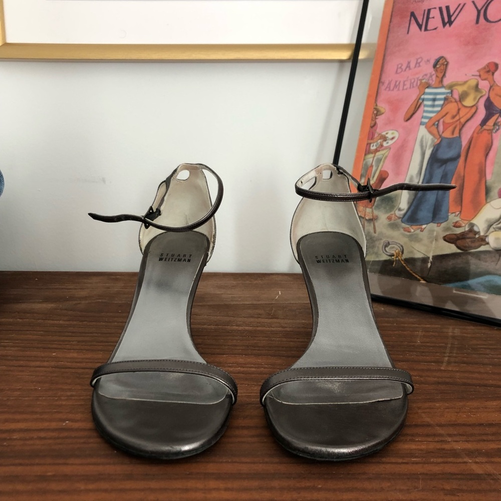 Stuart Weitzman Leather Mid-Heel Sandal